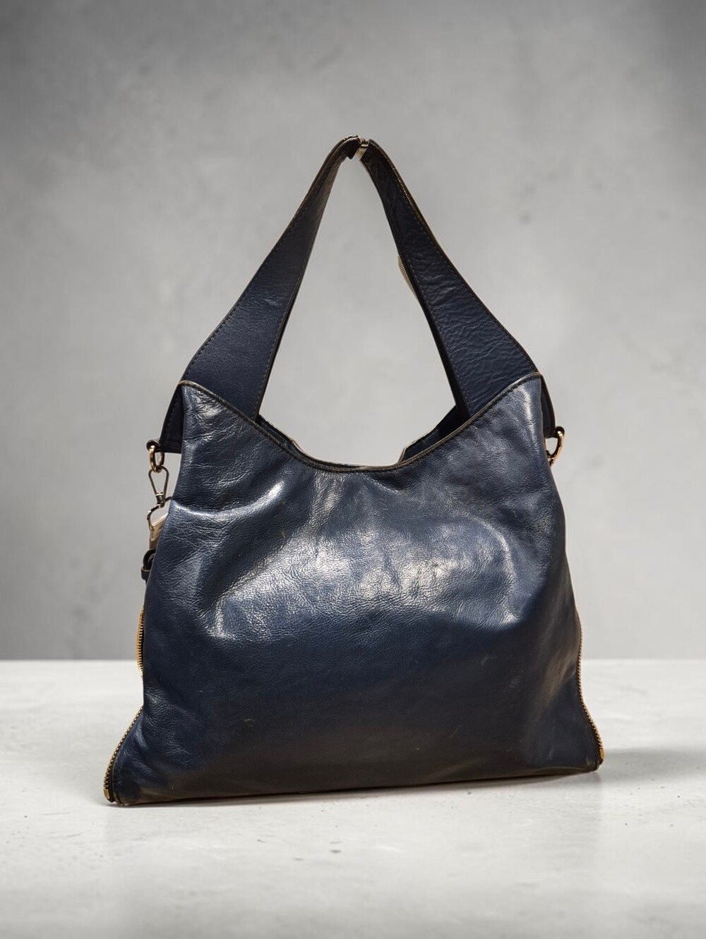 Michael Michael Kors Blue Devon Leather Hobo Satchel - Picture 7 of 9